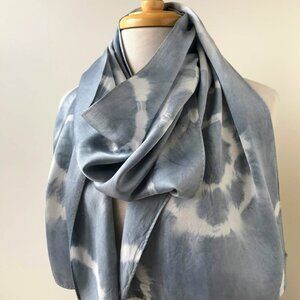 100% Silk Artist Made Natural Resist Dye Shibori Scarf